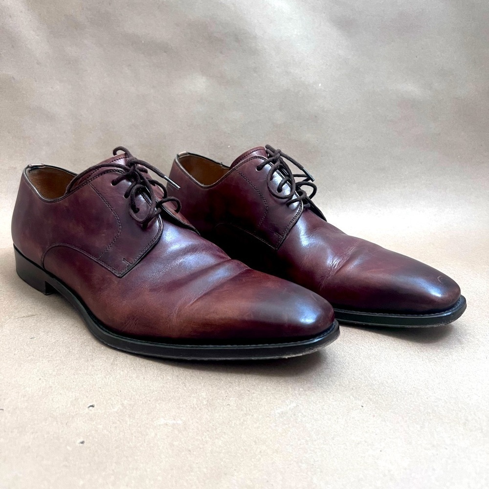 Magnanni Leather Lace Up Derby Oxford Men’s Brown Dress Shoes 13275 8.5 M